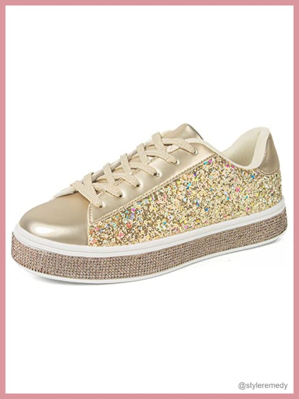 Glitter Tennis Sneakers Rhinestone Bling Sequin Wedding Bridal Shiny PU Leather